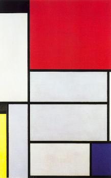 Composition with Black, Red, Gray, Yellow, and Blue